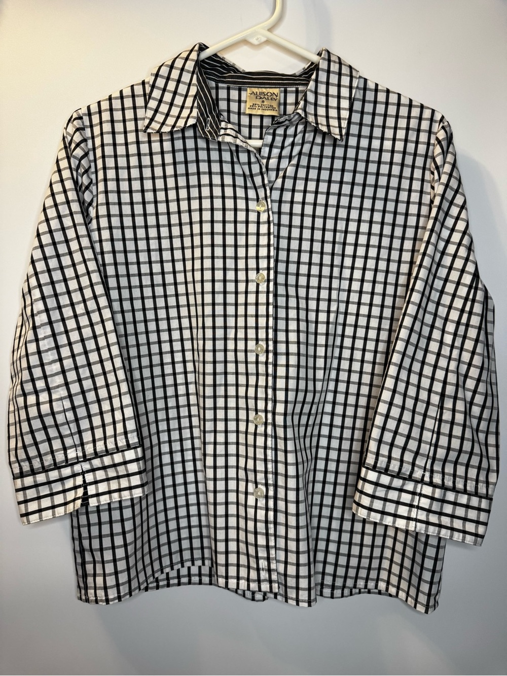 Classic Black & White Check Women’s Button-Up Shirt